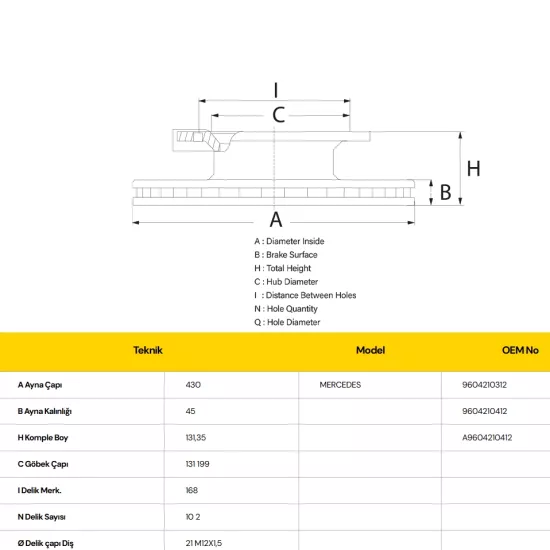 Mercedes Arocs Fren Diski Ön | 9604210401/70109 - 4210030